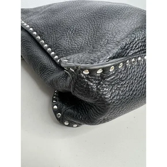 Michael Kors Handbag Astor Studded Black Leather Shoulder Bag Slouchy - Picture 9 of 16